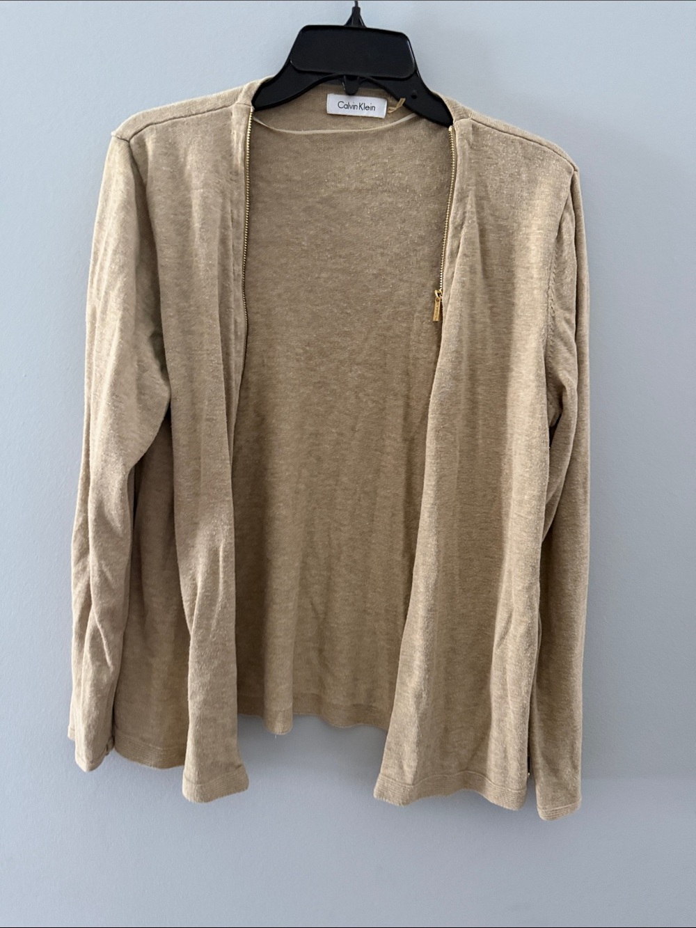 Calvin Klein Women's Light Beige Zip Cardigan